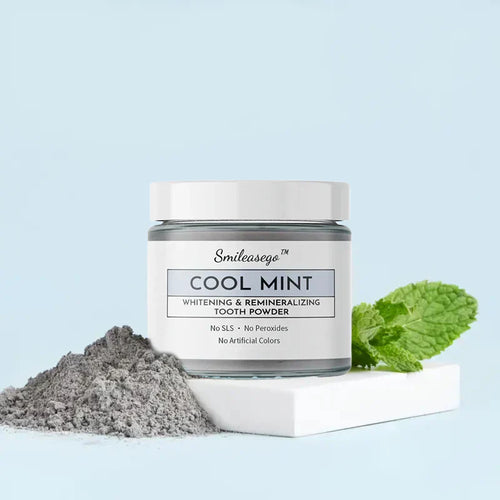 💧Smileasego™ Bělicí remineralizační zubní prášek, bez fluoridu, leštidlo na zuby a odstraňovač skvrn
